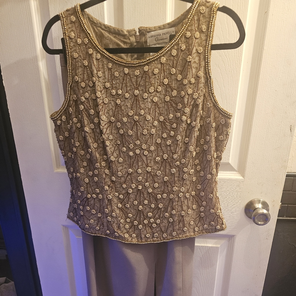Adrianna Papell Beaded 2 piece Dress set size 14